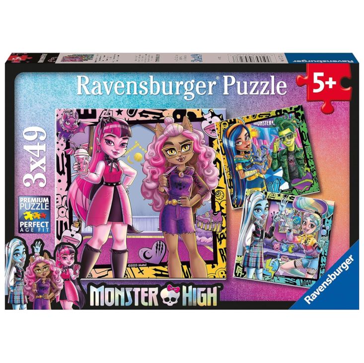 Ravensburger Monster High Toys - 3x 49 Piece Jigsaw Puzzles for Kids Age 5 Years Up