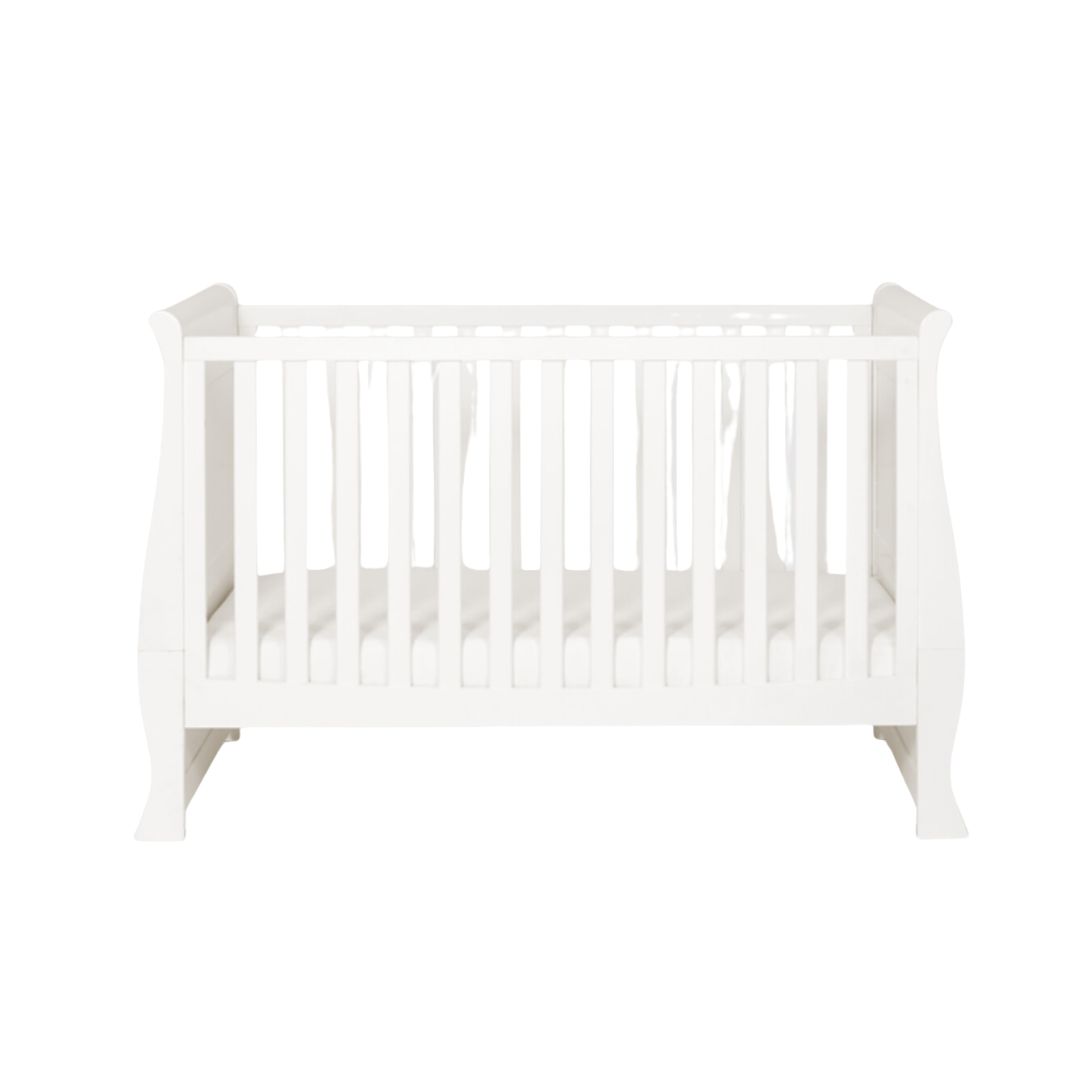 An image of the Silver Cross Nostalgia White Convertible Cot Bed to Toddler Bed
